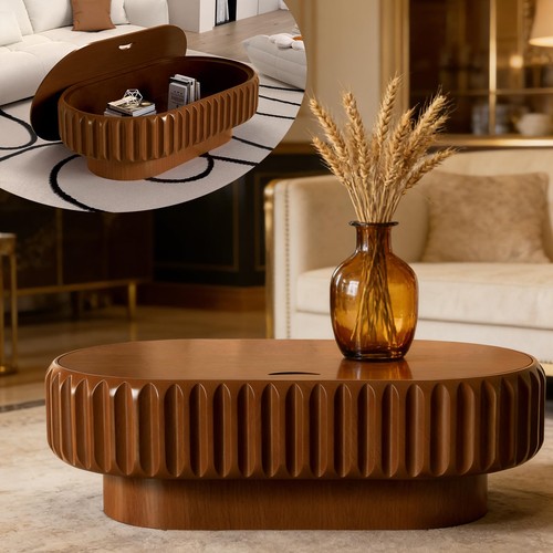 Oval coffee table with storage - oval,