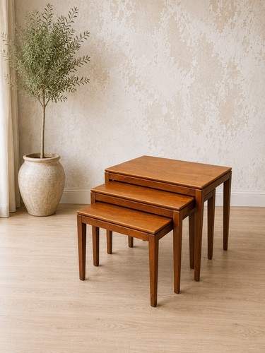 Vintage mid century teak nest - century,
