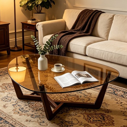Triangle glass coffee table - coffee,